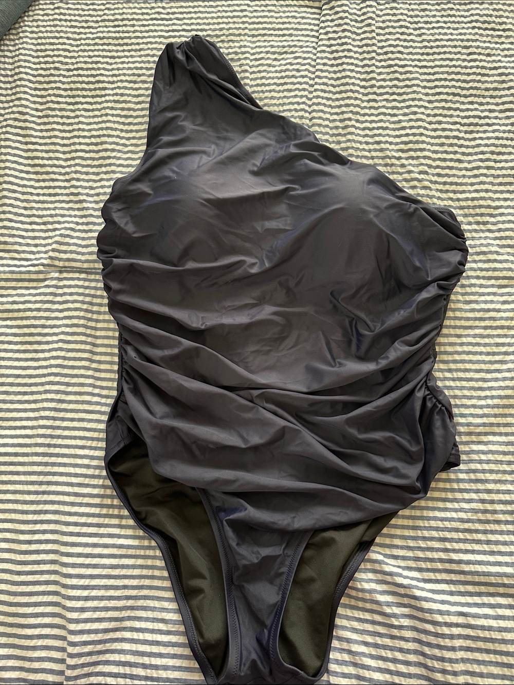 J. Crew Blue One-Shoulder Swimsuit with Ruched Detail